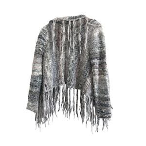 Free People Chunky Fringe Knit Cardigan – Boho Cottagecore Neutral – Size S